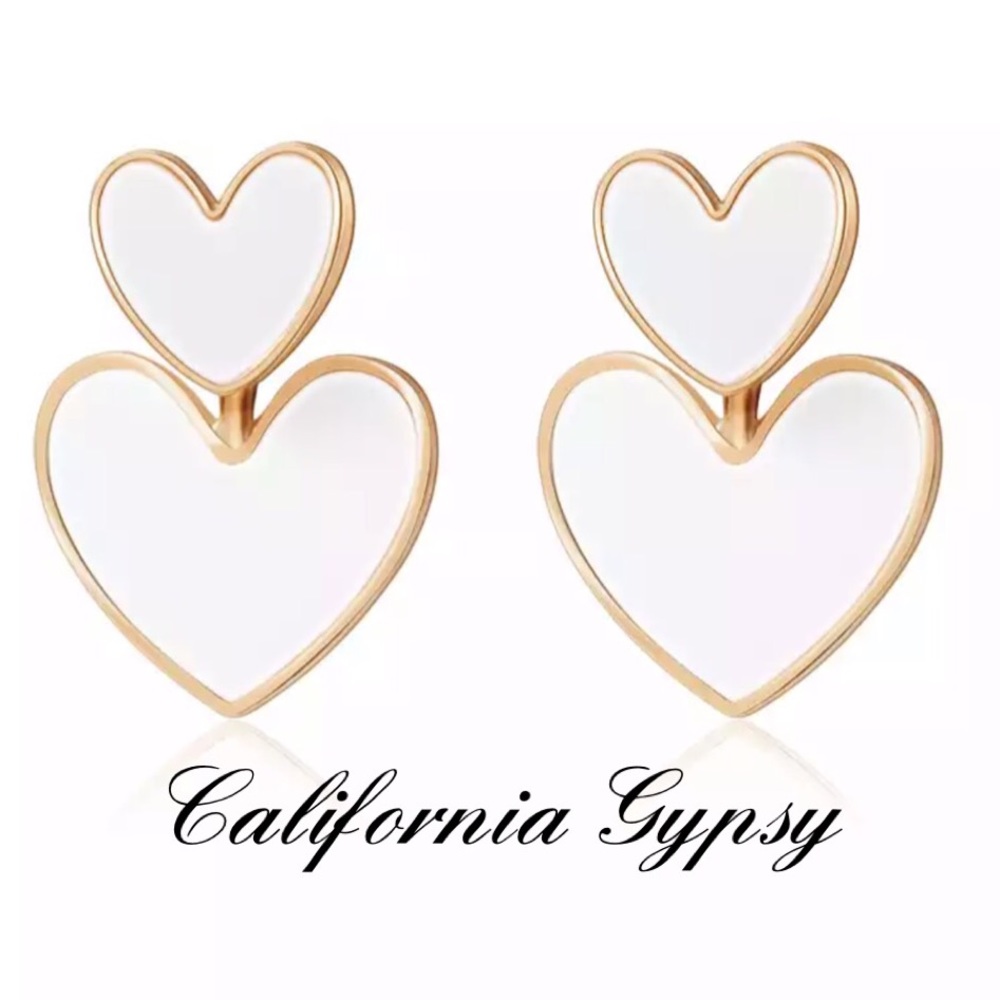 Gold Heart Earrings - Picture 6 of 7